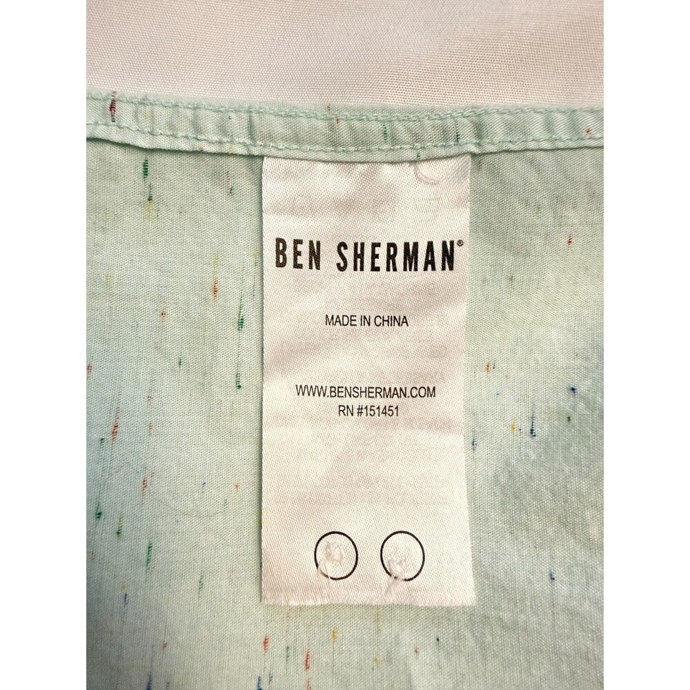 Ben Sherman Original Men's M Long Sleeve Button Down Shirt Mint Green Speckled - Picture 6 of 13